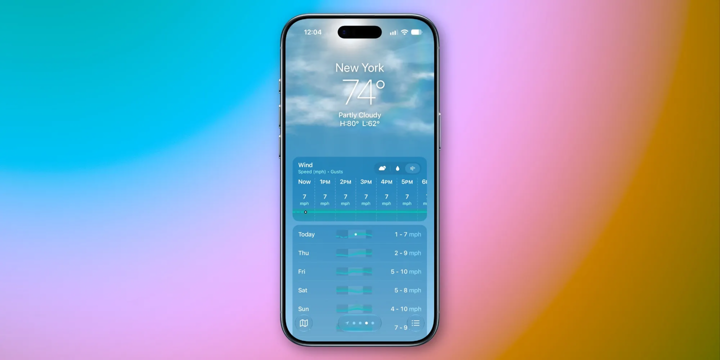 苹果 iOS 27 天气应用改版:降水与风力预报并入主页