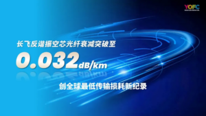 长飞反谐振空芯光纤衰减降至0.032dB/km，创全球最低传输损耗纪录