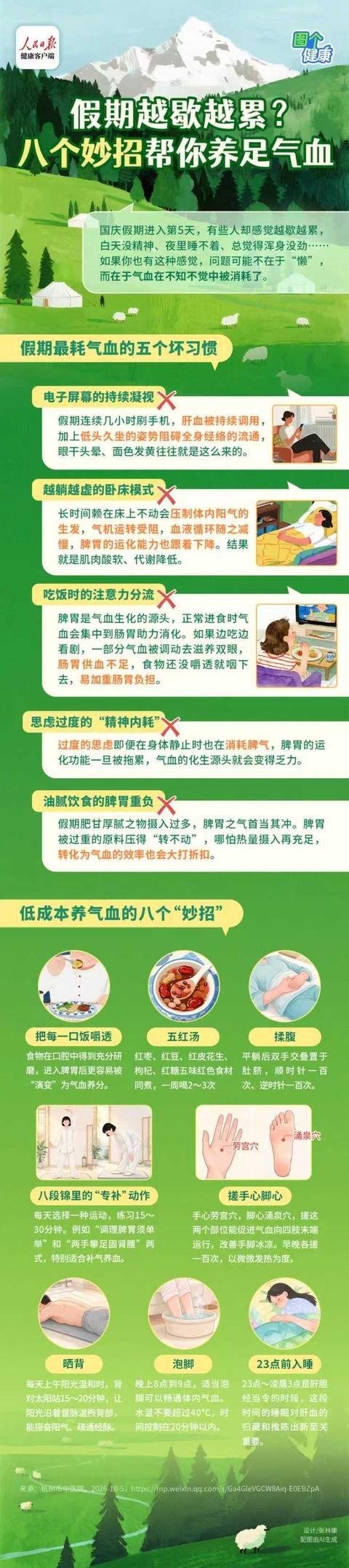 假期越歇越累?八个妙招帮你养足气血