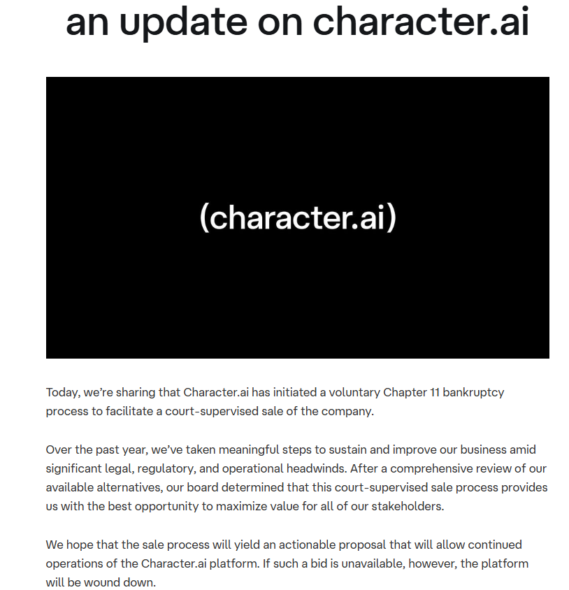 两家大厂接连挖人，Character.AI申请破产保护