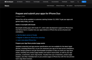 苹果为iPhone Duo开放应用适配提交通道