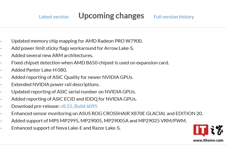 HWiNFO 更新记录曝光 Panther Lake-H 080 与 Nova Lake-E 相关信息