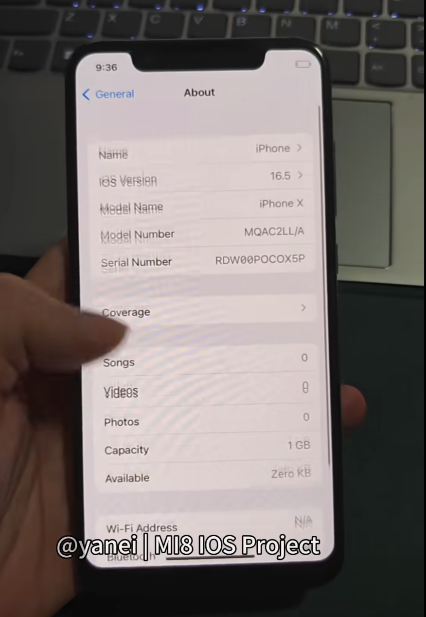 开发者给小米8刷入iOS 16.5,机型伪装为iPhone X